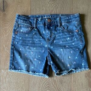 Cat & Jack Blue Denim Shorts with Multicolor Hearts